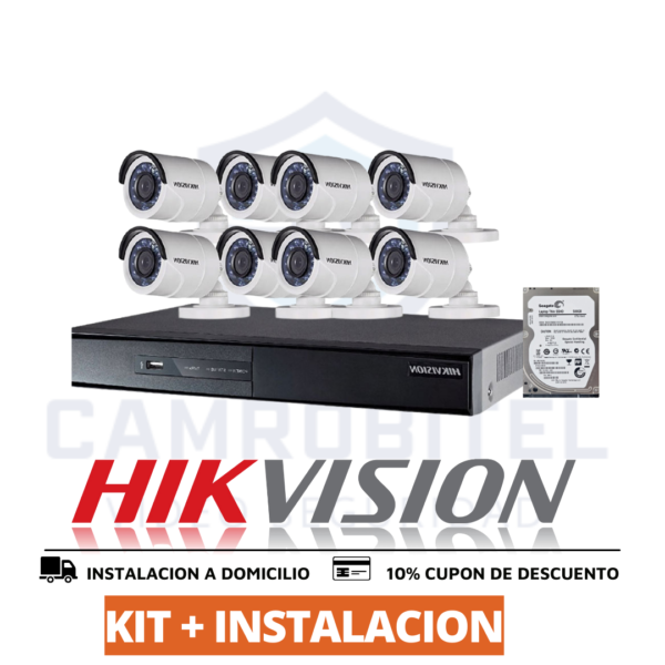 kit 8 cámaras HD +Instalación gratis +audio+disco de grabación