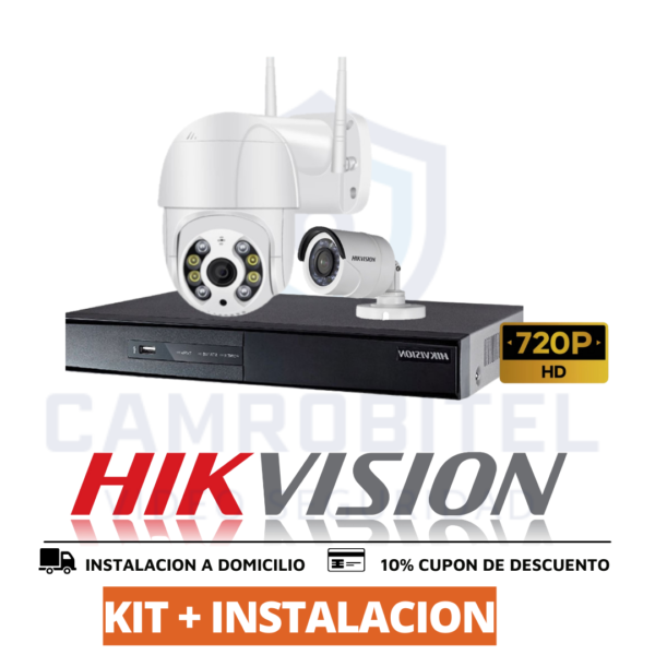 kit 2 cámaras HD +Instalación gratis (1 cámara 360°/1 cámaras exterior +audio+disco de grabación