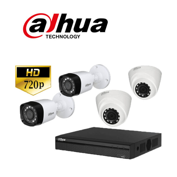 Dahua® Kit de Vigilancia DVR 4 Canales + 4 cámaras HD + Disco 500gb