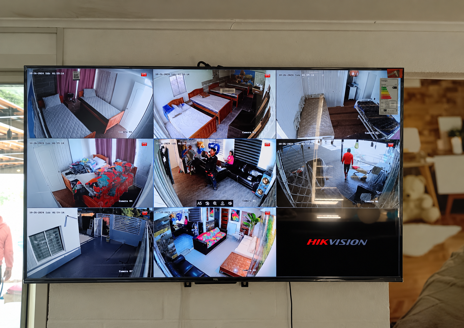 Home pantalla de videovigilancia con nueve vistas