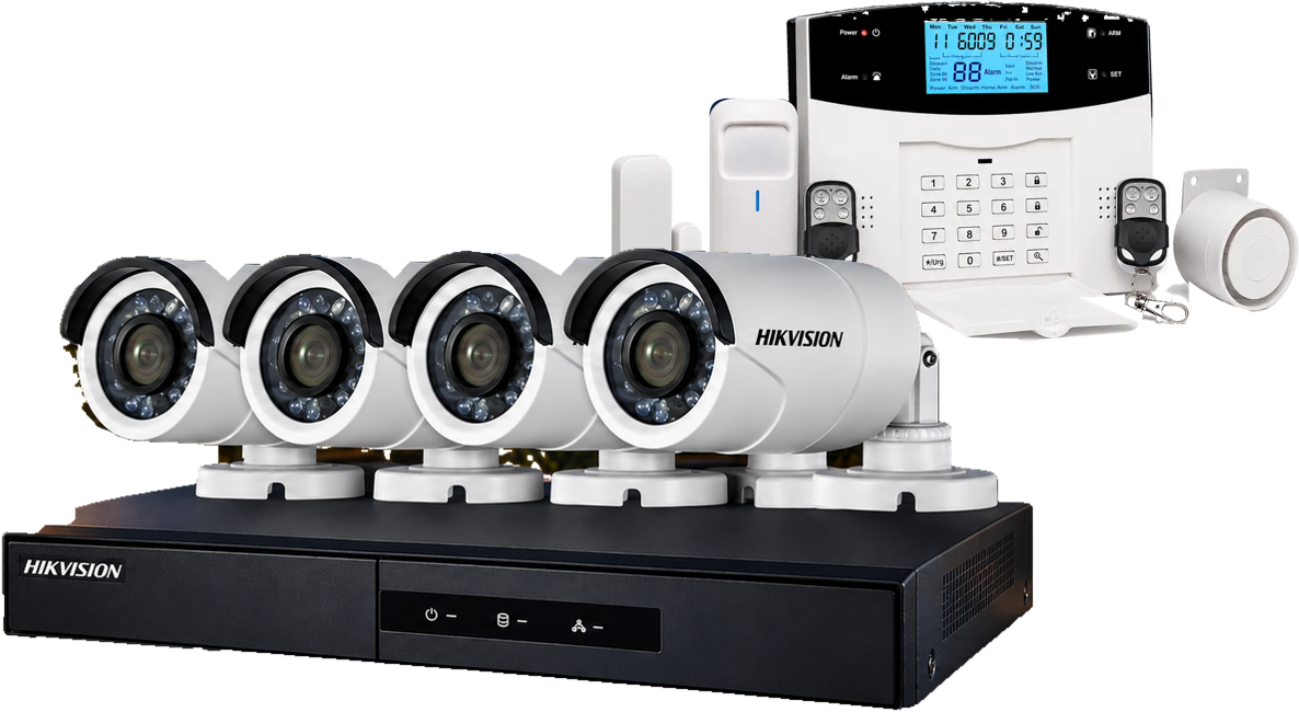 Kit de cuatro cámaras con DVR y kit de alarma Apolo
